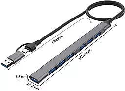 USB Type-C + USB-A хаб XoKo XK-AC-700m-SL 7-in-1 gray - мініатюра 2