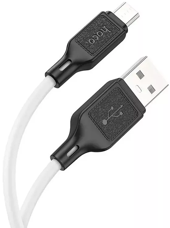 Кабель Hoco X90 Cool Silicone USB-A - micro USB 12w 2.4a 1м cable White - фото 2