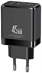 Сетевое зарядное устройство Usams US-CC178 T58 GaN 45w PD USB-C/USB-A ports charger black