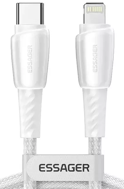 Кабель Essager USB Type-C - Lightning 20w 3a 3м PD сable White (EXCTL-CHC02) - фото 1