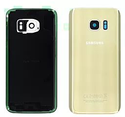 Задняя крышка корпуса Samsung Galaxy S7 G930F со стеклом камеры Original Gold - фото Задняя крышка корпуса Samsung Galaxy S7 G930F со стеклом камеры Original Gold