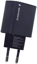 Мережевий зарядний пристрій Gembird 18w PD USB-C/USB-A ports charger black (TA-UQC3-03)