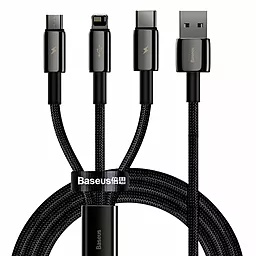 Кабель USB Baseus Tungsten Gold 3.5A 1.5M 3-in-1 USB to Type-C/Lightning/micro USB сable black (CAMLTWJ-01)