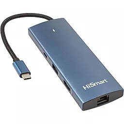 Мультипортовий Type-C хаб HiSmart 8-in-1 blue (CA914357) - фото Мультипортовий Type-C хаб HiSmart 8-in-1 blue (CA914357)