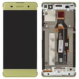 Дисплей Sony Xperia XA (F3111, F3112, F3113, F3115, F3116) с тачскрином и рамкой, оригинал, Gold
