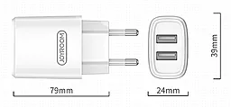 Мережевий зарядний пристрій Joyroom L-M226 + Type-c (EU) (2USB, 2.4A) White - мініатюра 2