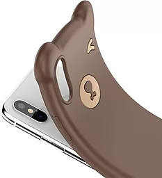 Чехол Baseus Bear Silicone Case Apple iPhone XS Max Brown (WIAPIPH65-BE08) - миниатюра 3