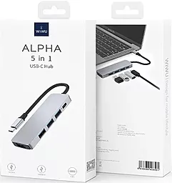 Мультипортовый USB Type-C хаб WIWU Alpha A541BC 5-in-1 grey - миниатюра 3