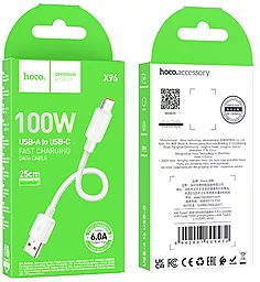 Кабель Hoco X96 Hyper USB-A - Type-C 100w 6a 0.25м cable White - мініатюра 4 Кабель Hoco X96 Hyper USB-A - Type-C 100w 6a 0.25м cable White - мініатюра 4
