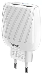 Сетевое зарядное устройство Hoco C78A 2.4a 2xUSB-A ports charger white - фото Сетевое зарядное устройство Hoco C78A 2.4a 2xUSB-A ports charger white