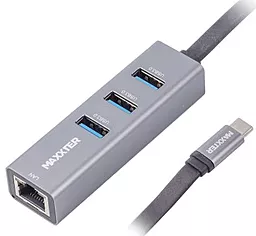 USB Type-C хаб (концентратор) Maxxter 4хUSB3.0 Grey (NECH-3P-02)