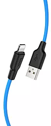 Кабель Hoco X21 Plus Silicone USB-A - Lightning 12w 2.4a 0.25м cable Black/Blue - миниатюра 2 Кабель Hoco X21 Plus Silicone USB-A - Lightning 12w 2.4a 0.25м cable Black/Blue - миниатюра 2