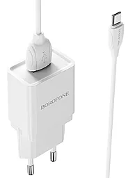 Мережевий зарядний пристрій Borofone BA19A Nimble 1a home charger + micro USB cable white