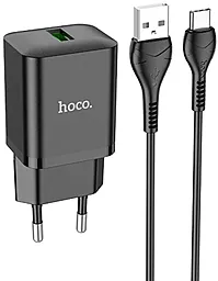 Сетевое зарядное устройство Hoco N26 18w QC3.0 home charger + USB-C cable black