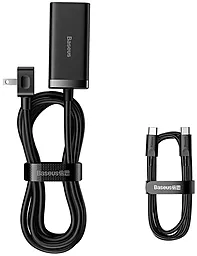 Мережевий зарядний пристрій Baseus 65W GaN3 2xUSB-A-2xC Pro Desktop Powerstrip CN + USB-C-C 100W Cable Black (PSZM000001)