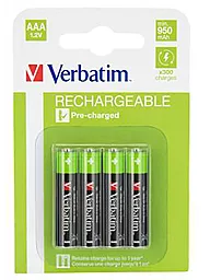 Аккумулятор Verbatim AAA (R03) 1000mAh 4шт (49942) - фото Аккумулятор Verbatim AAA (R03) 1000mAh 4шт (49942)