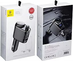 Автомобильное зарядное устройство с FM-модулятором Baseus Car Charger Bluetooth FM MP3 + Locomotive S-06 Black (CCALL-RH01) - миниатюра 7
