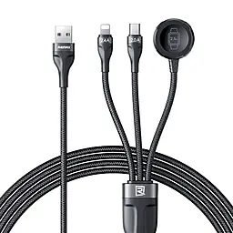 Універсальний кабель Remax RC-C169 Wochy Series 3-in-1 USB-A to Type-C/Lighgtning 12w 2.4a 1.2м + wireless charger black