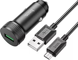 Автомобільний зарядний пристрій Hoco Z49A Level 18W QC USB-A + micro USB Cable Black - мініатюра 2