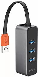 USB-A хаб Baseus Steel Cannon Series USB-A - 2xUSB3.0, 1xRJ45 Gray (CAHUB-AH0G) - фото USB-A хаб Baseus Steel Cannon Series USB-A - 2xUSB3.0, 1xRJ45 Gray (CAHUB-AH0G)