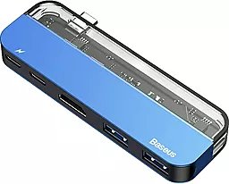 Мультипортовый USB-A хаб Baseus Transparent Series USB-C Multifunctional Adapter Blue (CAHUB-TD03)