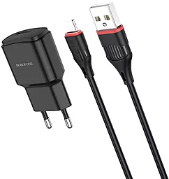 Сетевое зарядное устройство Borofone BA48A Orion 2.1a home charger + Lightning cable black - фото Сетевое зарядное устройство Borofone BA48A Orion 2.1a home charger + Lightning cable black