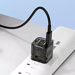 Мережевий зарядний пристрій Gelius 30W GaN PD USB-A/USB-C ports home charger transparent black (GP-HC055) - мініатюра 3