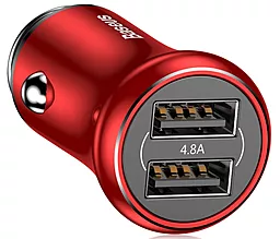 Автомобильное зарядное устройство Baseus Gentleman 24w 2xUSB-A ports car charger red (CCALL-GB09) - фото Автомобильное зарядное устройство Baseus Gentleman 24w 2xUSB-A ports car charger red (CCALL-GB09)