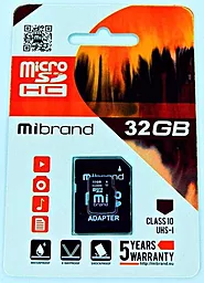 Карта пам'яті Mibrand microSDHC 32GB Class 10 UHS-1 U1 + SD-адаптер (MICDHU1/32GB-A) - фото Карта пам'яті Mibrand microSDHC 32GB Class 10 UHS-1 U1 + SD-адаптер (MICDHU1/32GB-A)