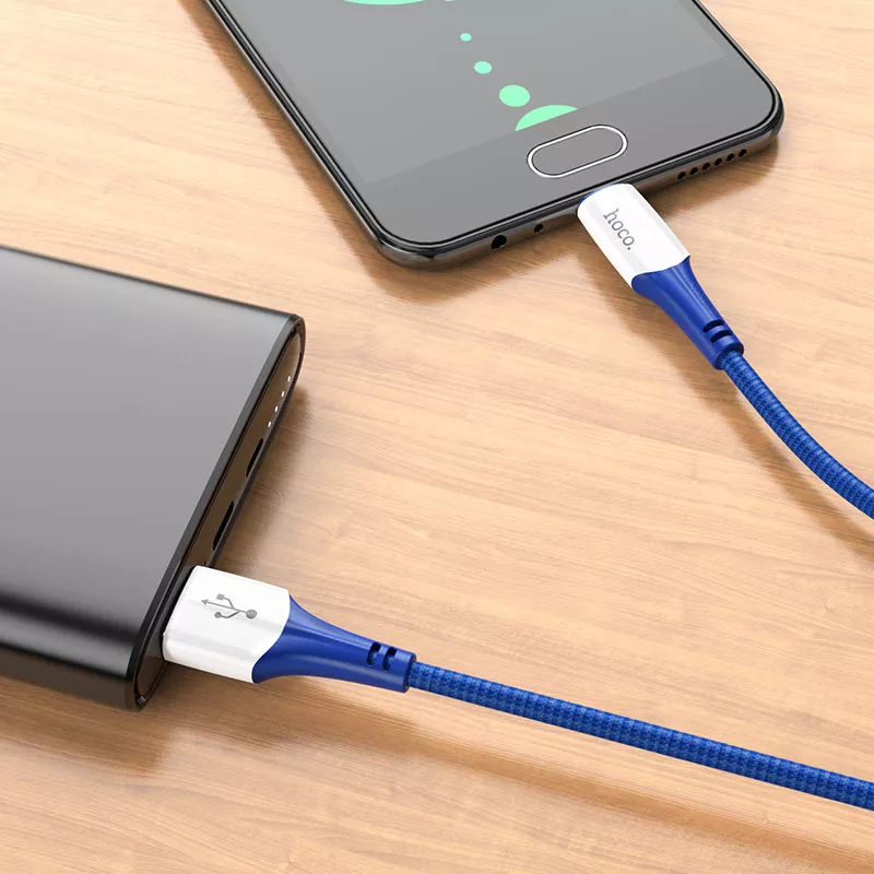 Кабель Hoco X70 Ferry USB-A - micro USB 12w 2.4a 1м cable Blue - фото 3