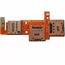 Шлейф LG K120E K4 c разъемом Sim-карты и карты памяти (2 sim)