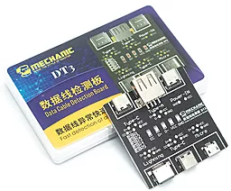 Тестер для перевірки кабелів синхронізації та зарядки MECHANIC DT3 MicroUSB+Type-C+Lighting - мініатюра 2