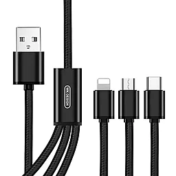 USB Кабель WK WDC-091th 14w 2,8a 3-in-1 USB to micro/Lightning/Type-C cable black