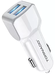 Автомобильное зарядное устройство Tornado L22 2.4a 2xUSB-A ports car charger white - фото Автомобильное зарядное устройство Tornado L22 2.4a 2xUSB-A ports car charger white