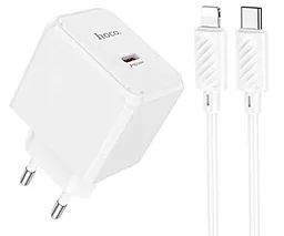 Мережевий зарядний пристрій Hoco CS13A 20w PD USB-C + USB-C/lightning cable home charger white