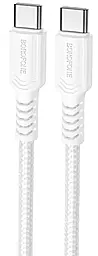 Кабель Borofone BX116 Certain USB Type-C - Type-C 60w 3a 1м PD cable White - фото Кабель Borofone BX116 Certain USB Type-C - Type-C 60w 3a 1м PD cable White
