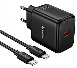 Сетевое зарядное устройство Hoco N83 40w PD USB-C fast charger + USB-C to USB-C cable Black - фото Сетевое зарядное устройство Hoco N83 40w PD USB-C fast charger + USB-C to USB-C cable Black