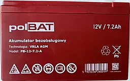Акумуляторна батарея PolBAT 12V 7.2 Ah AGM (PB-12-7,2-A) - мініатюра 2