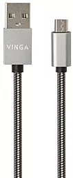 Кабель Vinga USB-A - micro USB 10w 1м cable Silver (VCPDCMSSJ1GR) - фото Кабель Vinga USB-A - micro USB 10w 1м cable Silver (VCPDCMSSJ1GR)
