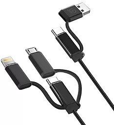 USB Кабель WUW X105 25w 5a 5-in-1 USB-C+A to Type-C/Lightning/micro USB cable black