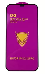 Захисне скло OG для Apple iPhone 12/12 Pro Black (тех. упаковка) - фото Захисне скло OG для Apple iPhone 12/12 Pro Black (тех. упаковка)
