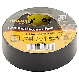 Ізострічка Sigma ПВХ 0.13мм x 19мм x 10м Premium чорна - фото Ізострічка Sigma ПВХ 0.13мм x 19мм x 10м Premium чорна