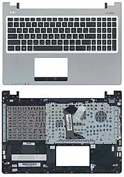 Клавиатура для ноутбука Asus K56 с топ панелью серебристая