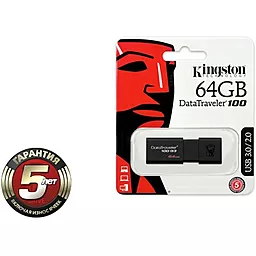 Флешка Kingston 64Gb DataTraveler 100 Generation 3 USB3.0 (DT100G3/64GB) Black - миниатюра 3