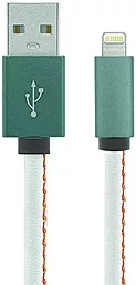 USB Кабель Gelius Leather Edition Lightning cable White / Green