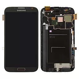 Дисплей Samsung Galaxy Note 2 N7100, N7105 с тачскрином и рамкой, оригинал, Black