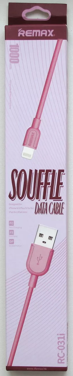 Кабель Remax Souffle USB-A - Lightning 12w 2.4a 1м cable Red (RC-031i) - фото 2