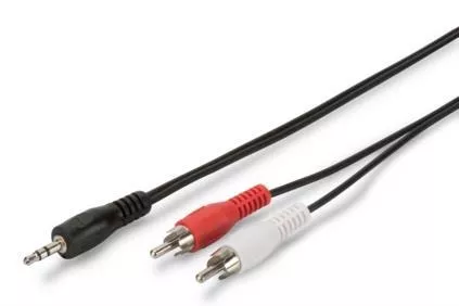 Аудио кабель Digitus Aux mini Jack 3.5 mm - 2хRCA M/M Cable 5 м black (AK-510300-050-S) - фото 1