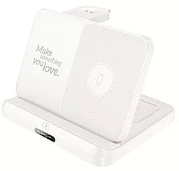 Беспроводная док-станция Hoco CQ7 Pass folding 3-in-1 15w wireless charger milky white - фото Беспроводная док-станция Hoco CQ7 Pass folding 3-in-1 15w wireless charger milky white
