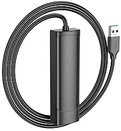 USB хаб Hoco HB-41 Easy safety 4-in-1 black - фото USB хаб Hoco HB-41 Easy safety 4-in-1 black